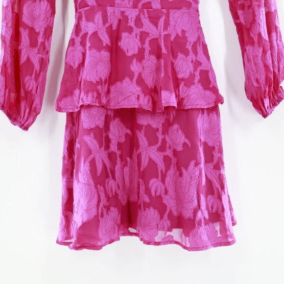 Band Of The Free Fuchsia Peplum Mini Dress Womens XSmall Granny Boho Gypsy NWT - Picture 11 of 11